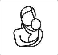 se veria un icono una mujer con un bebe en brazos